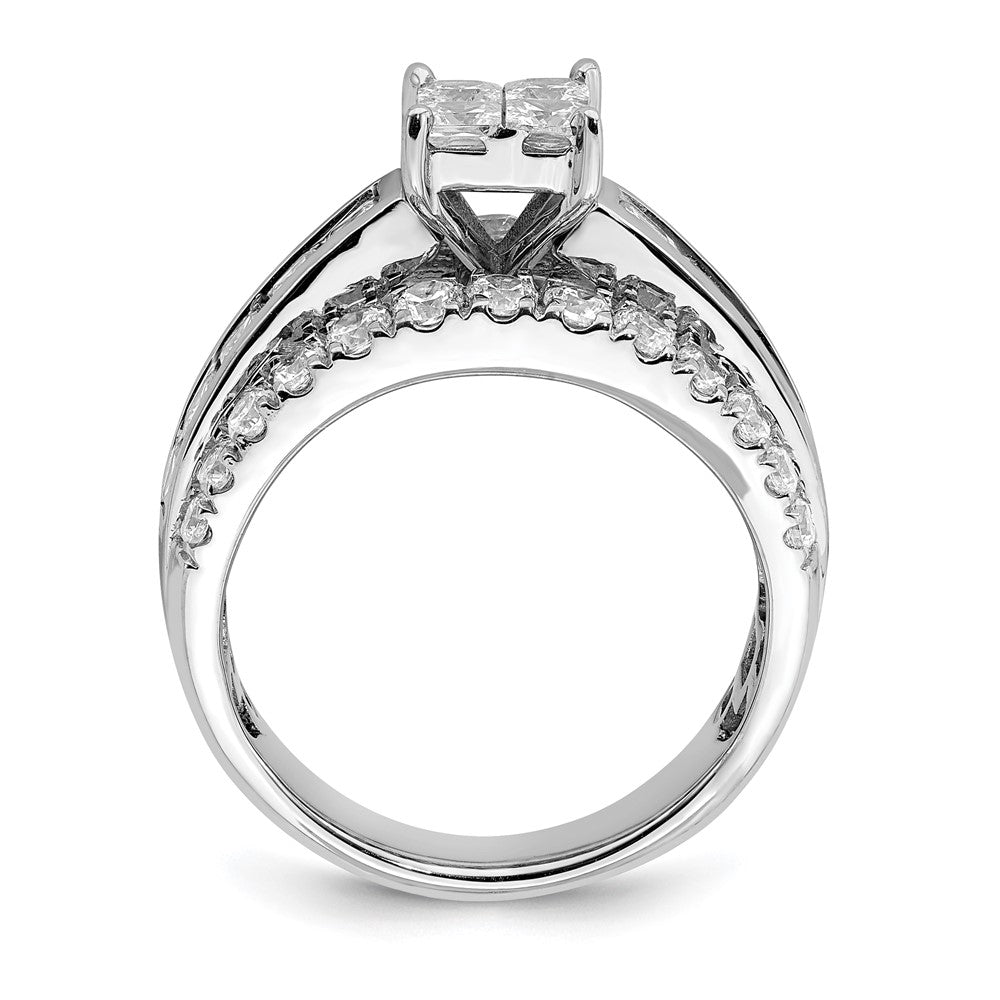 14K Weißgold Verlobungsring mit Diamant-Cluster aus echten Diamanten