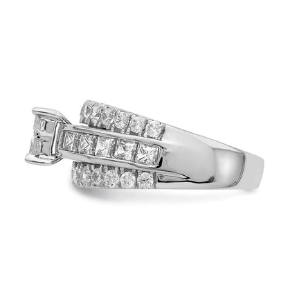 14K Weißgold Verlobungsring mit Diamant-Cluster aus echten Diamanten