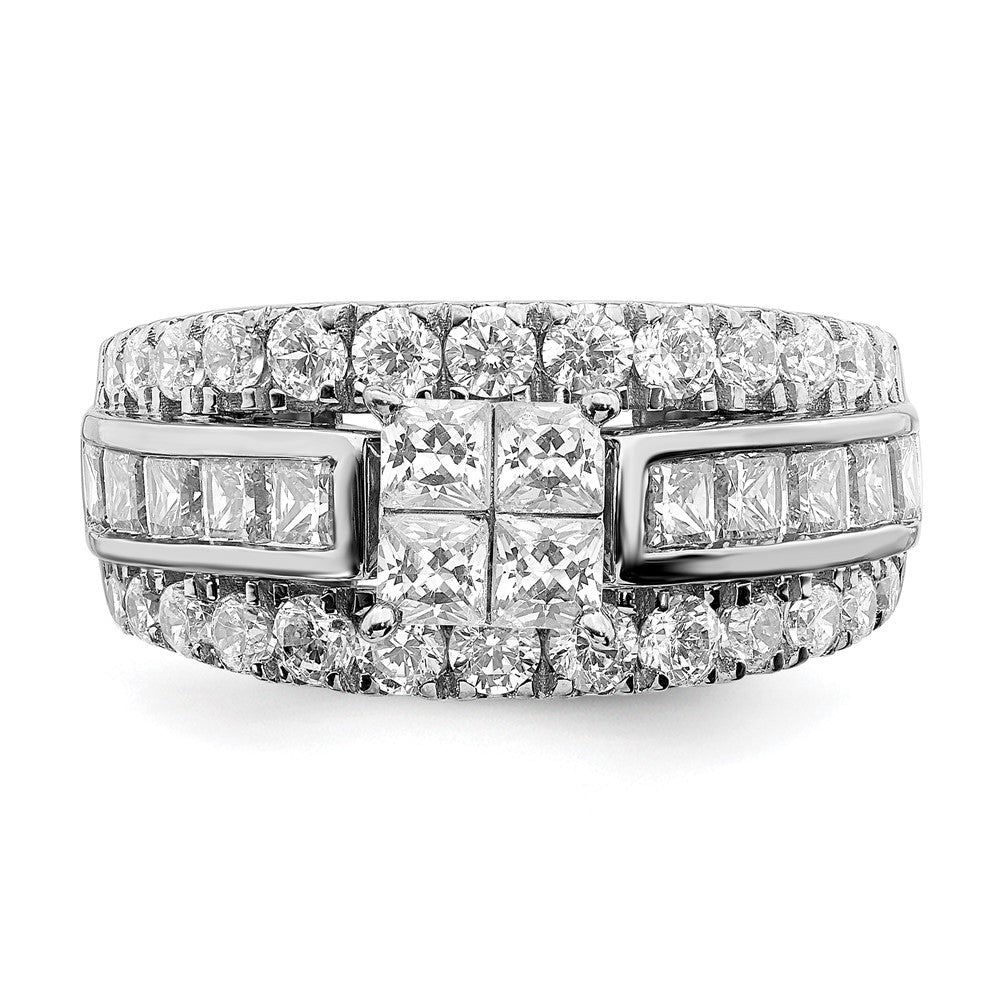 14K Weißgold Verlobungsring mit Diamant-Cluster aus echten Diamanten