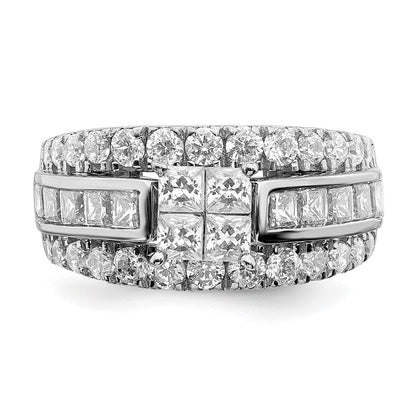 14K Weißgold Verlobungsring mit Diamant-Cluster aus echten Diamanten