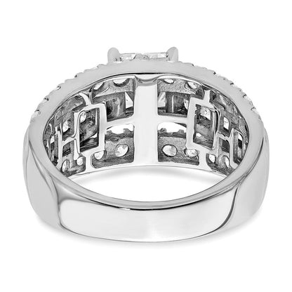 14K Weißgold Verlobungsring mit Diamant-Cluster aus echten Diamanten