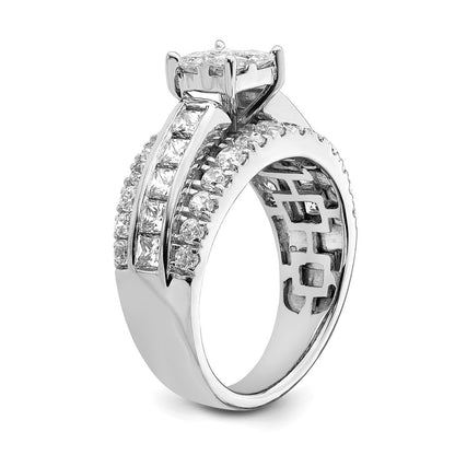 14K Weißgold Verlobungsring mit Diamant-Cluster aus echten Diamanten