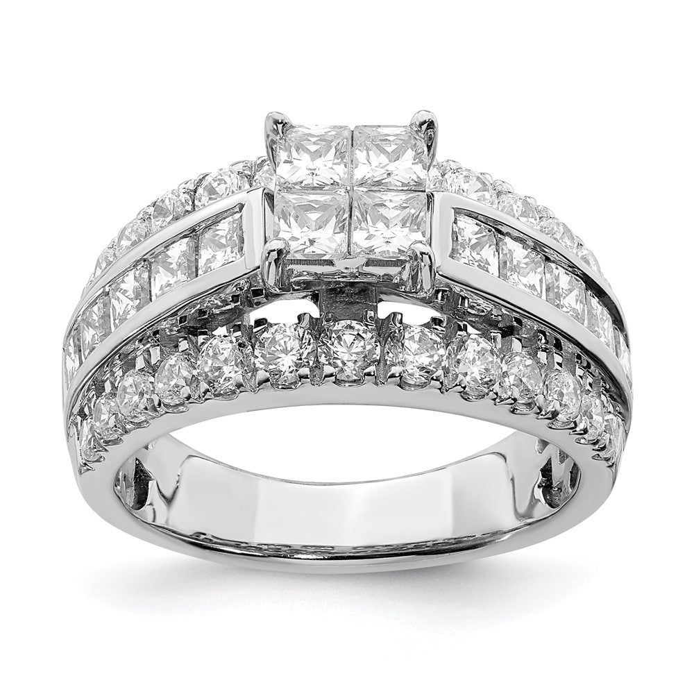 14K Weißgold Verlobungsring mit Diamant-Cluster aus echten Diamanten