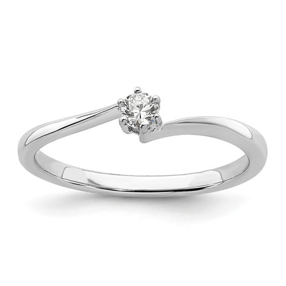First Promise 14K Weißgold 0,125 ct. Labor-gezüchteter Diamant VS/SI+ G+ Petite Verlobungsring