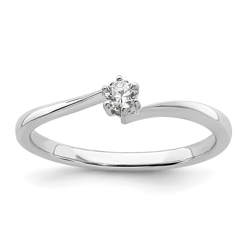 First Promise 14K Weißgold 0,125 ct. Labor-gezüchteter Diamant VS/SI+ G+ Petite Verlobungsring