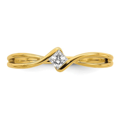 14K Gelbgold Erstes Versprechen Verlobungsring mit 0,17 ct. Labordiamanten, VS/SI+ G+, petite