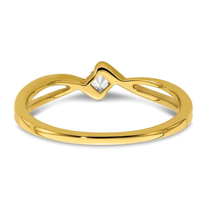 14K Gelbgold Erstes Versprechen Verlobungsring mit 0,17 ct. Labordiamanten, VS/SI+ G+, petite