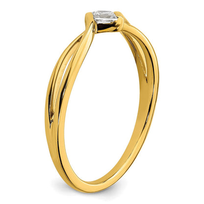 14K Gelbgold Erstes Versprechen Verlobungsring mit 0,17 ct. Labordiamanten, VS/SI+ G+, petite
