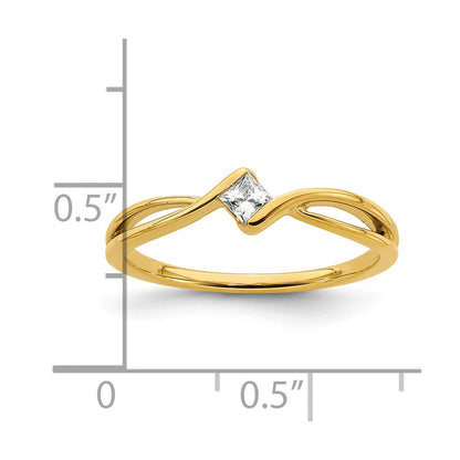 14K Gelbgold Erstes Versprechen Verlobungsring mit 0,17 ct. Labordiamanten, VS/SI+ G+, petite