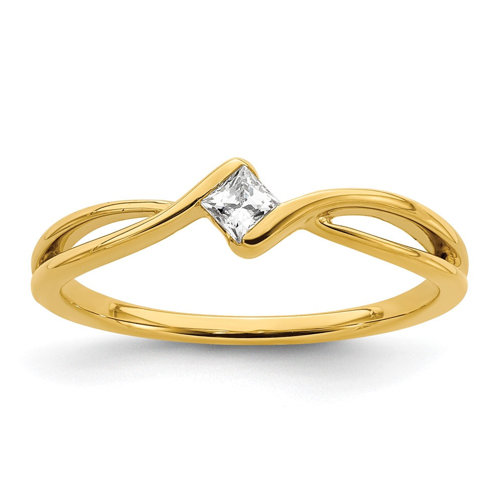 14K Gelbgold Erstes Versprechen Verlobungsring mit 0,17 ct. Labordiamanten, VS/SI+ G+, petite