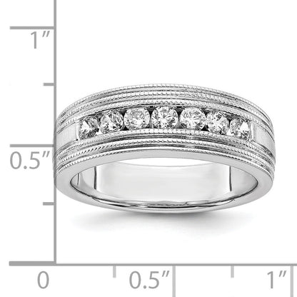 14K Weißgold Ring mit 0,625 ct. im Labor gezüchteten Diamanten VS/SI+ G+, Sieben-Stein-Herrenring