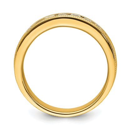 14K Gelbgold Herrenring mit 0,625 ct. Labor gezüchteten Diamanten VS/SI+ G+, Sieben Steine