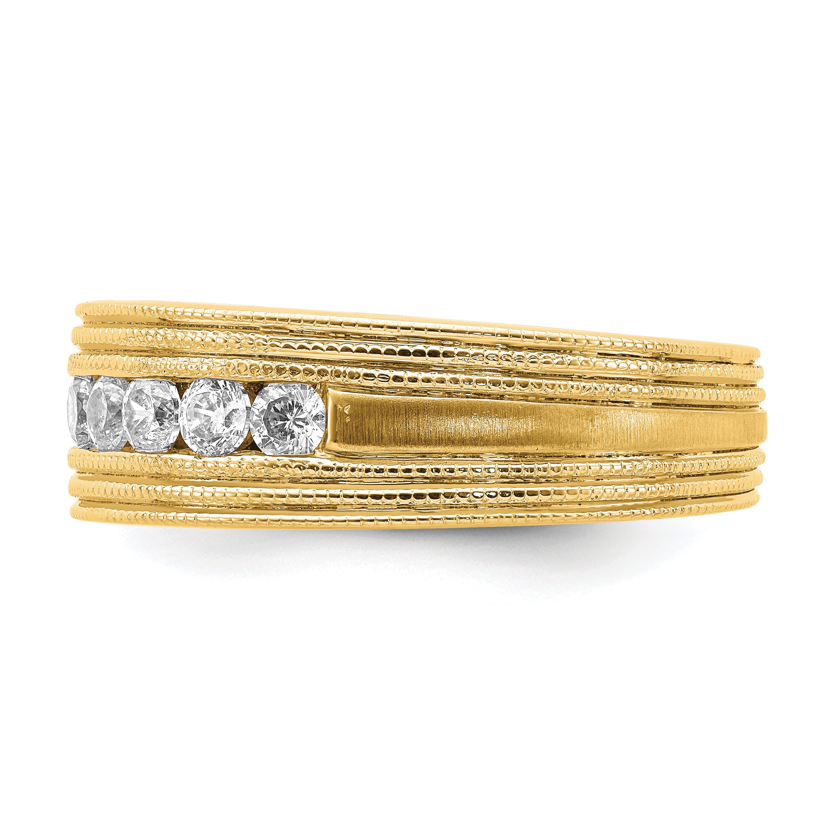 14K Gelbgold Herrenring mit 0,625 ct. Labor gezüchteten Diamanten VS/SI+ G+, Sieben Steine
