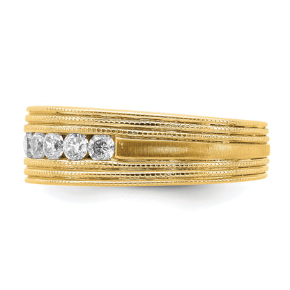 14K Gelbgold Herrenring mit 0,625 ct. Labor gezüchteten Diamanten VS/SI+ G+, Sieben Steine