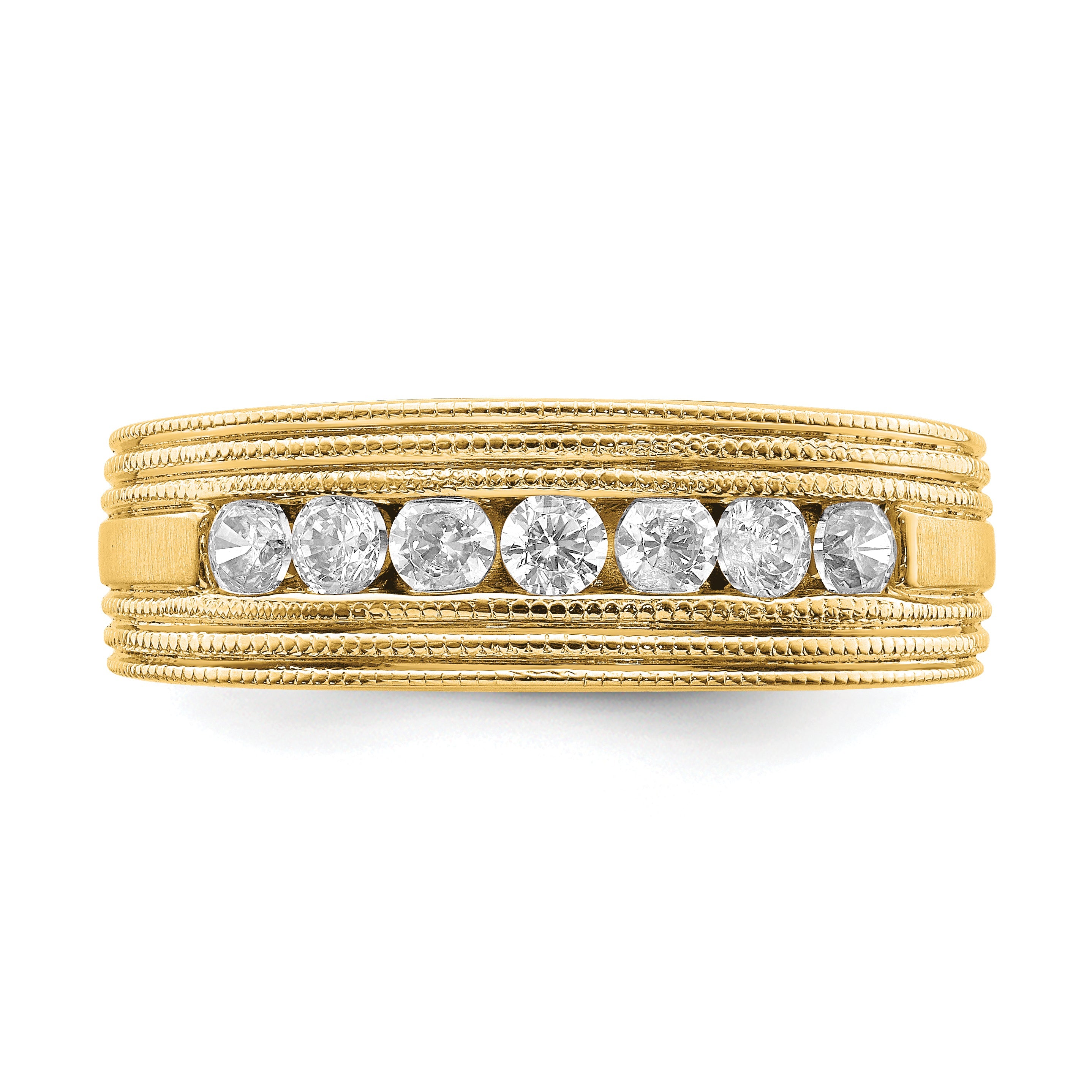 14K Gelbgold Herrenring mit 0,625 ct. Labor gezüchteten Diamanten VS/SI+ G+, Sieben Steine