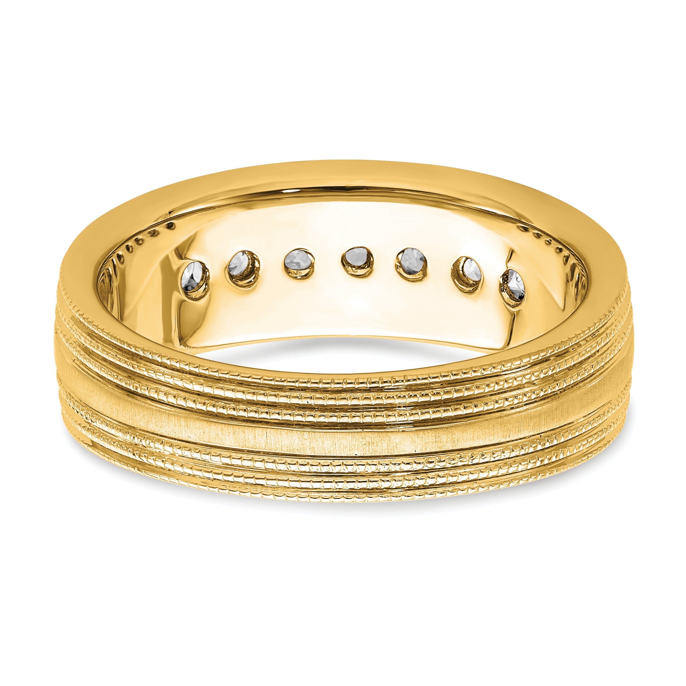 14K Gelbgold Herrenring mit 0,625 ct. Labor gezüchteten Diamanten VS/SI+ G+, Sieben Steine