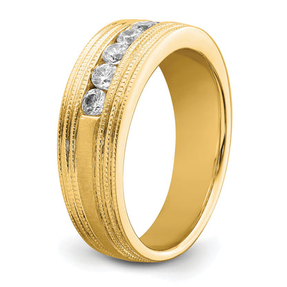14K Gelbgold Herrenring mit 0,625 ct. Labor gezüchteten Diamanten VS/SI+ G+, Sieben Steine
