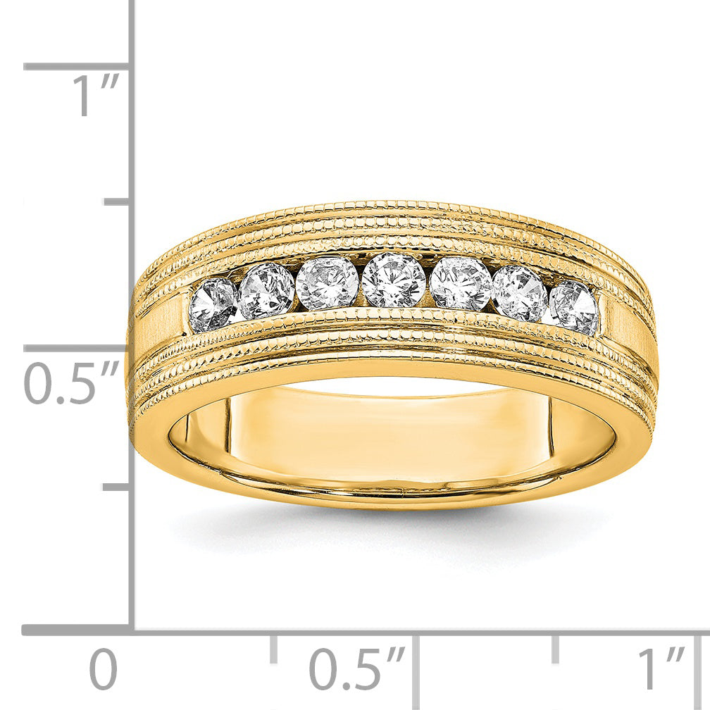 14K Gelbgold Herrenring mit 0,625 ct. Labor gezüchteten Diamanten VS/SI+ G+, Sieben Steine