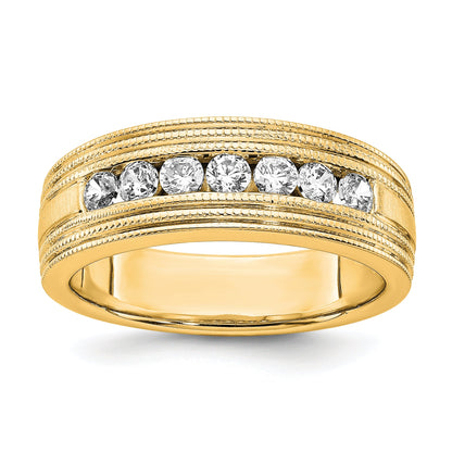 14K Gelbgold Herrenring mit 0,625 ct. Labor gezüchteten Diamanten VS/SI+ G+, Sieben Steine