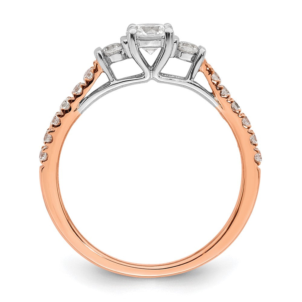 14K Weiß-/Roségold Zierlicher Verlobungsring mit 0,75 ct. Laborgezüchtetem Diamant im Rosenschliff VS/SI+ G+ Komplett