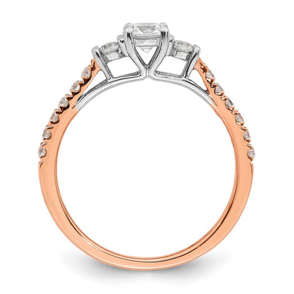 14K Weiß-/Roségold Zierlicher Verlobungsring mit 0,75 ct. Laborgezüchtetem Diamant im Rosenschliff VS/SI+ G+ Komplett
