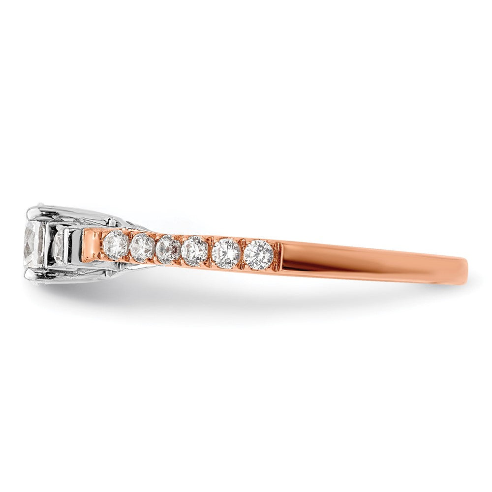 14K Weiß-/Roségold Zierlicher Verlobungsring mit 0,75 ct. Laborgezüchtetem Diamant im Rosenschliff VS/SI+ G+ Komplett