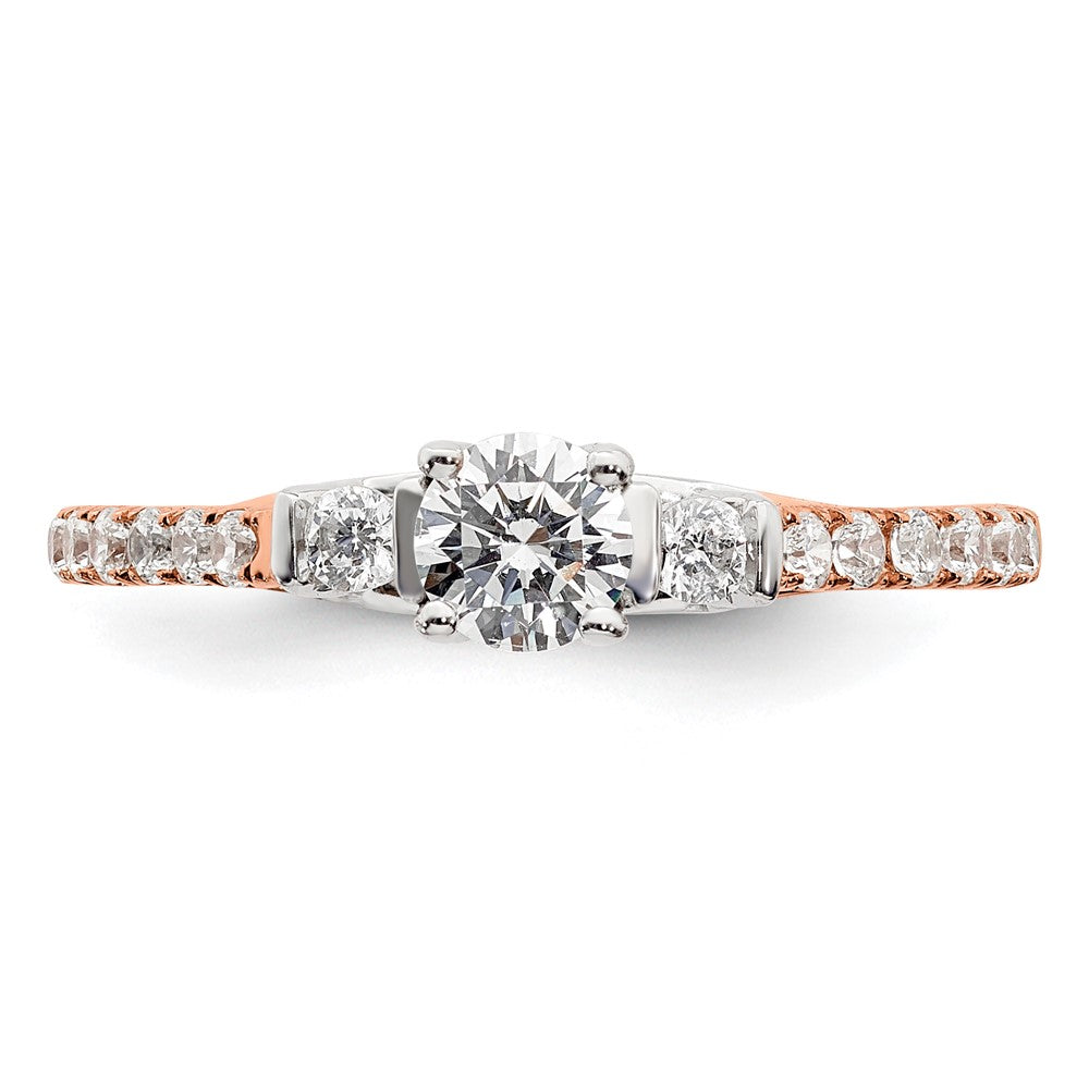 14K Weiß-/Roségold Zierlicher Verlobungsring mit 0,75 ct. Laborgezüchtetem Diamant im Rosenschliff VS/SI+ G+ Komplett