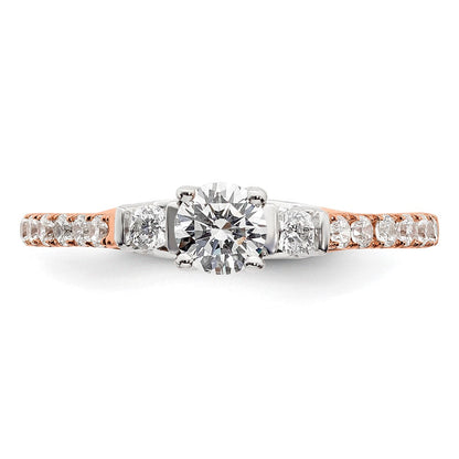 14K Weiß-/Roségold Zierlicher Verlobungsring mit 0,75 ct. Laborgezüchtetem Diamant im Rosenschliff VS/SI+ G+ Komplett