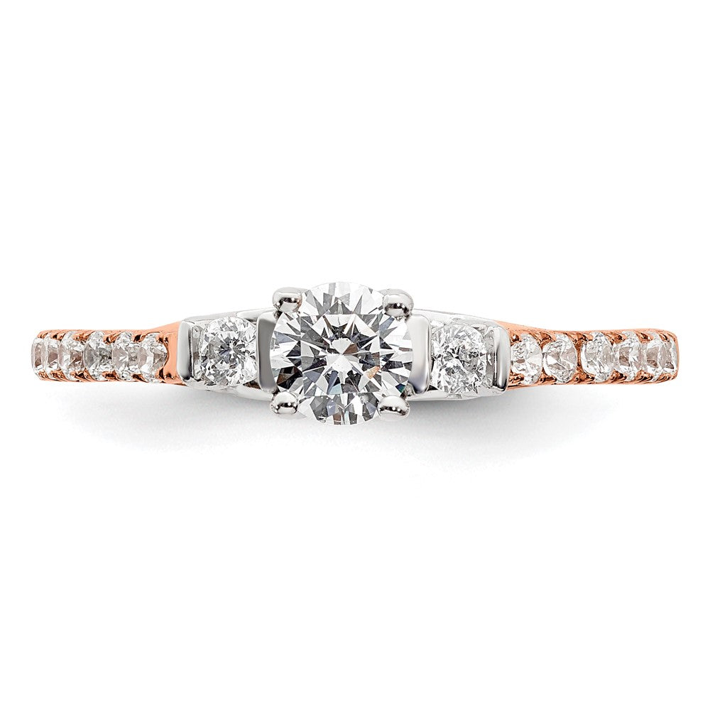 10K Zweifarbiger Roségold 0,75 ct. Labor gezüchteter Diamant VS/SI+ G+ Petite Verlobungsring