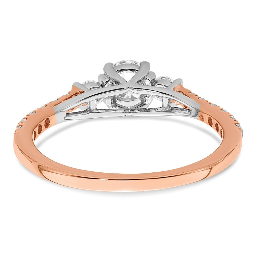 14K Weiß-/Roségold Zierlicher Verlobungsring mit 0,75 ct. Laborgezüchtetem Diamant im Rosenschliff VS/SI+ G+ Komplett