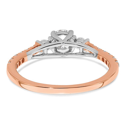 14K Weiß-/Roségold Zierlicher Verlobungsring mit 0,75 ct. Laborgezüchtetem Diamant im Rosenschliff VS/SI+ G+ Komplett