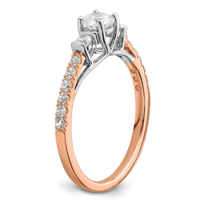 14K Weiß-/Roségold Zierlicher Verlobungsring mit 0,75 ct. Laborgezüchtetem Diamant im Rosenschliff VS/SI+ G+ Komplett