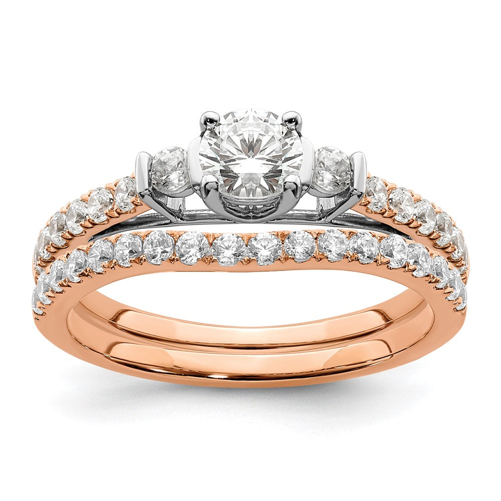 14K Weiß-/Roségold Zierlicher Verlobungsring mit 0,75 ct. Laborgezüchtetem Diamant im Rosenschliff VS/SI+ G+ Komplett