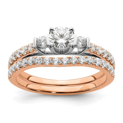 14K Weiß-/Roségold Zierlicher Verlobungsring mit 0,75 ct. Laborgezüchtetem Diamant im Rosenschliff VS/SI+ G+ Komplett