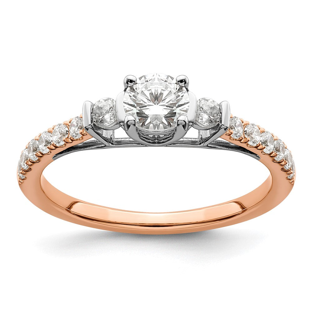 14K Weiß-/Roségold Zierlicher Verlobungsring mit 0,75 ct. Laborgezüchtetem Diamant im Rosenschliff VS/SI+ G+ Komplett
