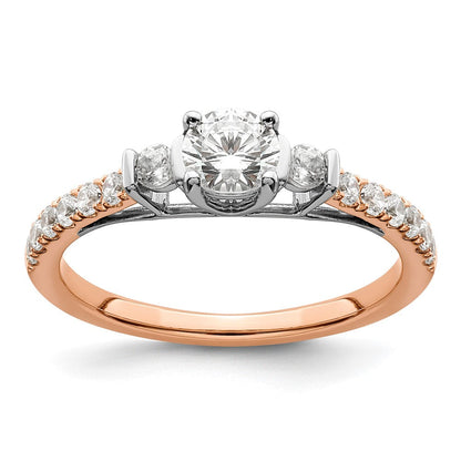 14K Weiß-/Roségold Zierlicher Verlobungsring mit 0,75 ct. Laborgezüchtetem Diamant im Rosenschliff VS/SI+ G+ Komplett
