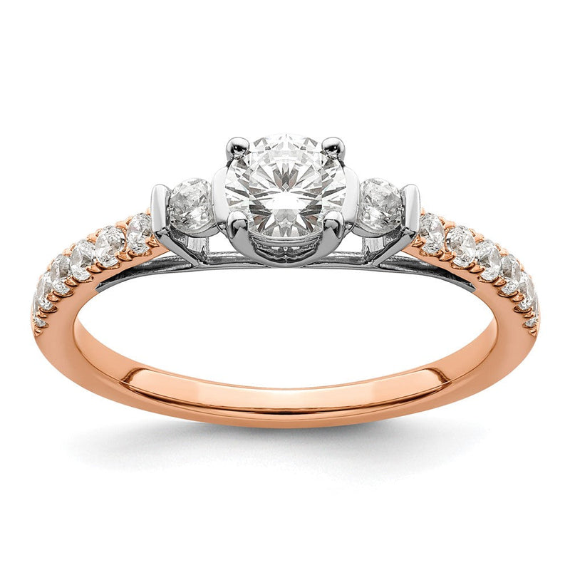10K Zweifarbiger Roségold 0,75 ct. Labor gezüchteter Diamant VS/SI+ G+ Petite Verlobungsring