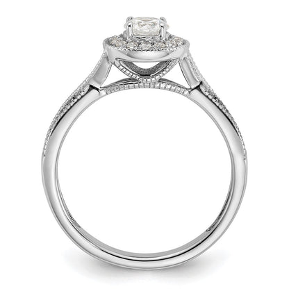 10K Weißgold Verlobungsring mit 0,5 ct. Laborgezüchteten Diamanten im Rundschliff, VS/SI+ G+, mit Halo-Fassung