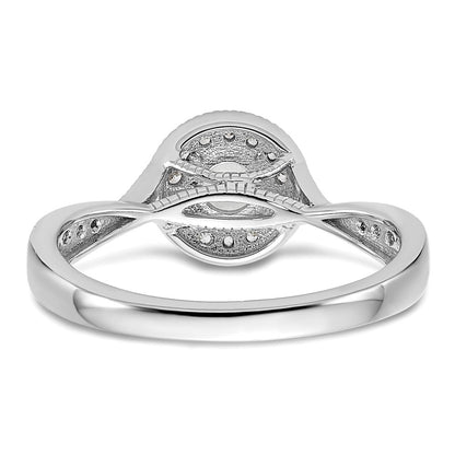 10K Weißgold Verlobungsring mit 0,5 ct. Laborgezüchteten Diamanten im Rundschliff, VS/SI+ G+, mit Halo-Fassung
