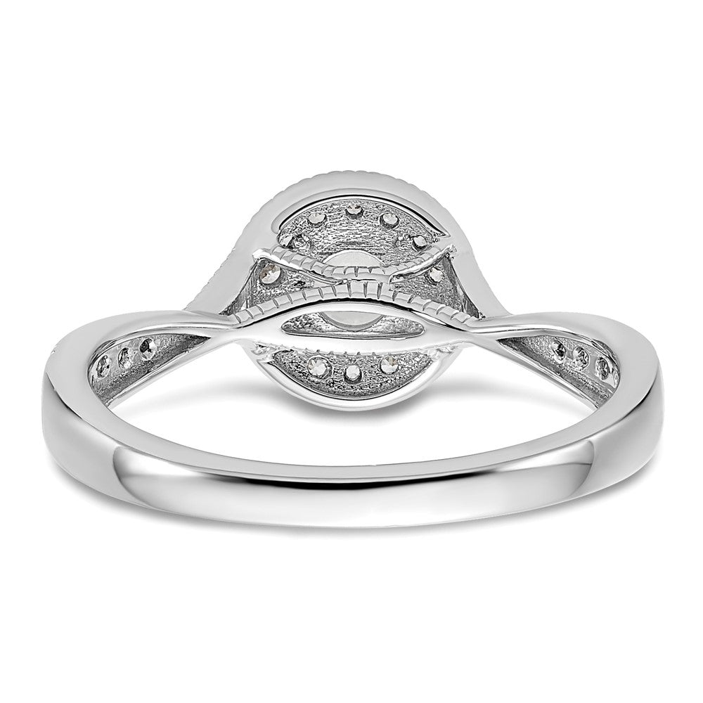 14K Weißgold Verlobungsring mit 0,5 ct. im Labor gezüchteten Diamanten, rund, VS/SI+ G+, Halo-Fassung