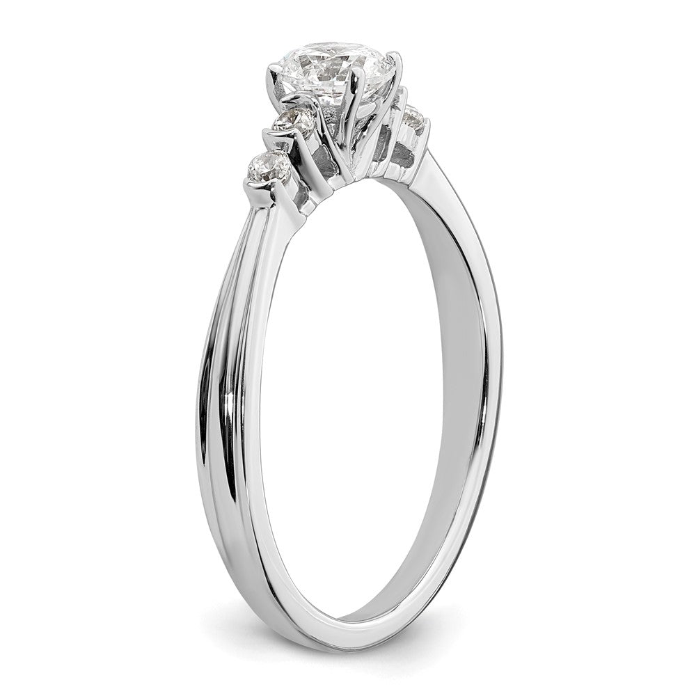 14K Weißgold Verlobungsring, zierlich, komplett, mit 0,5 ct. Labordiamant, VS/SI+, G+