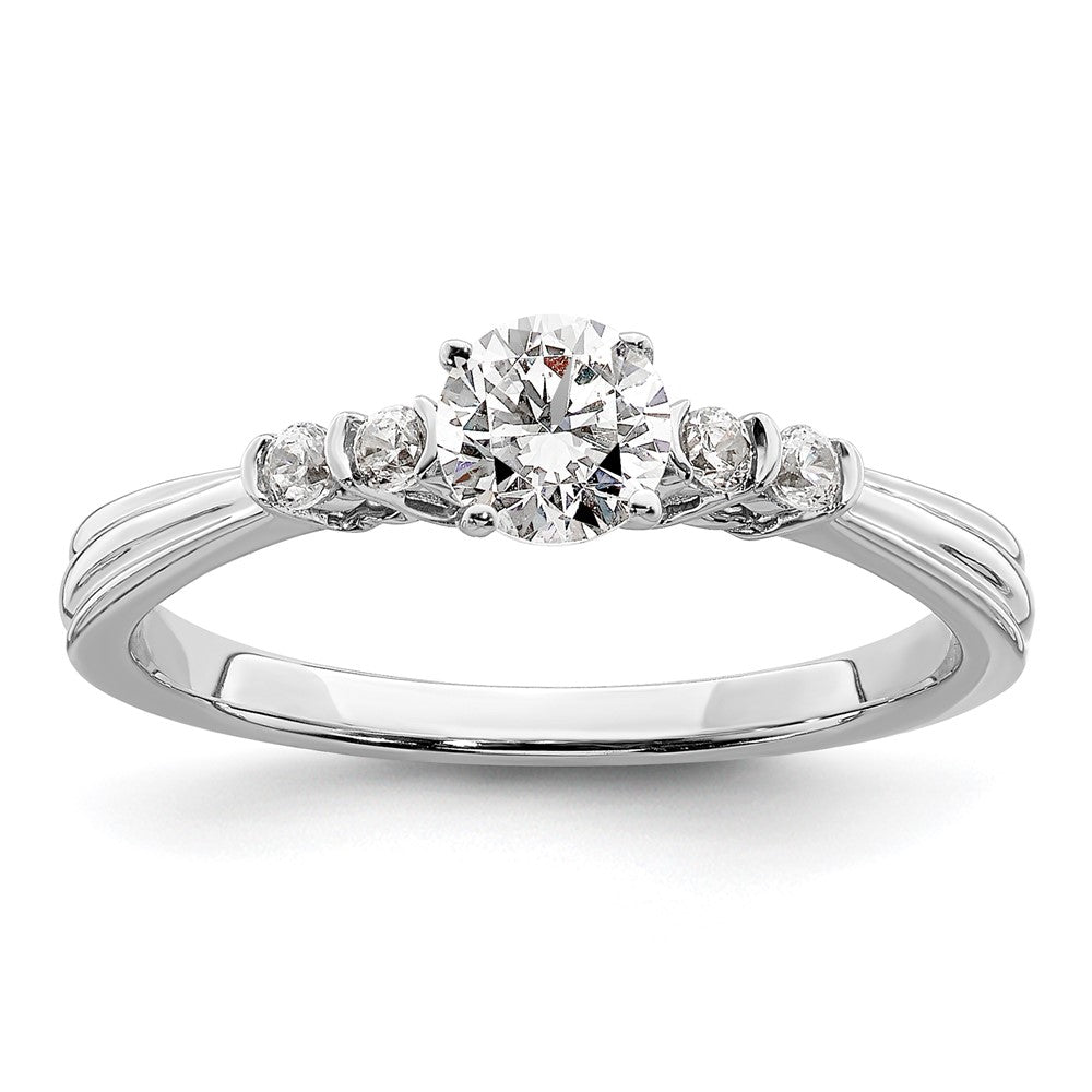 14K Weißgold Verlobungsring, zierlich, komplett, mit 0,5 ct. Labordiamant, VS/SI+, G+