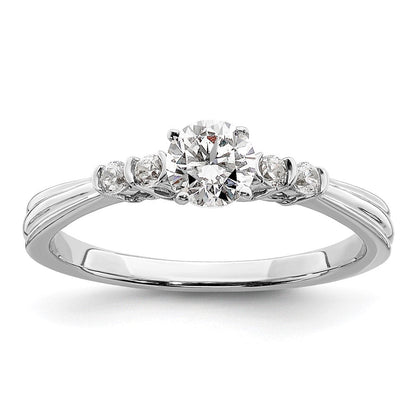 14K Weißgold Verlobungsring, zierlich, komplett, mit 0,5 ct. Labordiamant, VS/SI+, G+