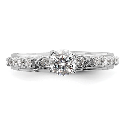 14K Weißgold Verlobungsring mit 0,75 ct. laborgezüchteten Diamanten, VS/SI+ G+, petite