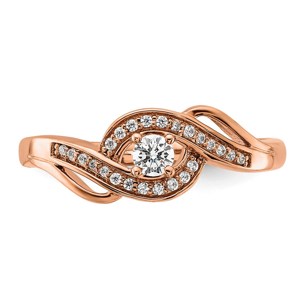 14K Roségold 0,2 ct. Labor gezüchteter Diamant VS/SI+ G+ zierlicher Verlobungsring