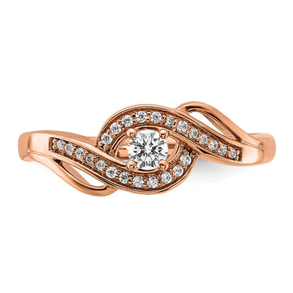 14K Roségold 0,2 ct. Labor gezüchteter Diamant VS/SI+ G+ zierlicher Verlobungsring