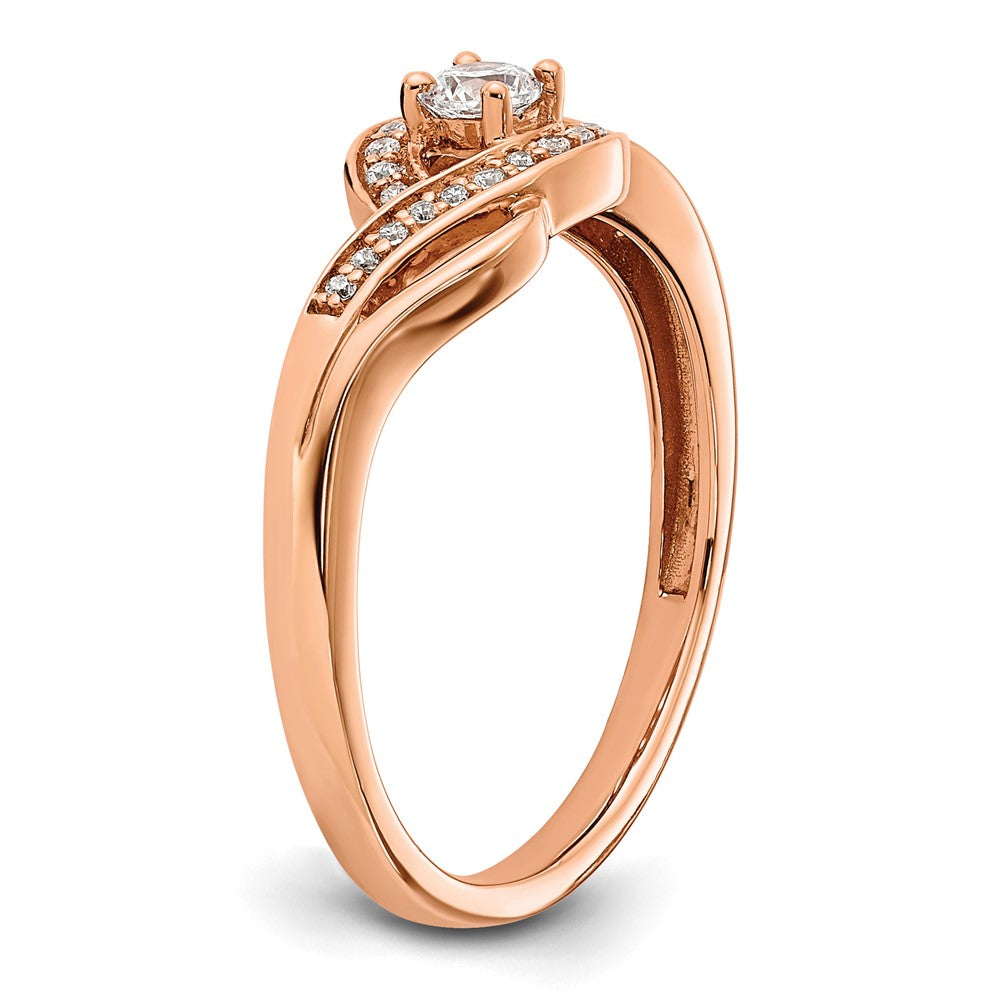 14K Roségold 0,2 ct. Labor gezüchteter Diamant VS/SI+ G+ zierlicher Verlobungsring