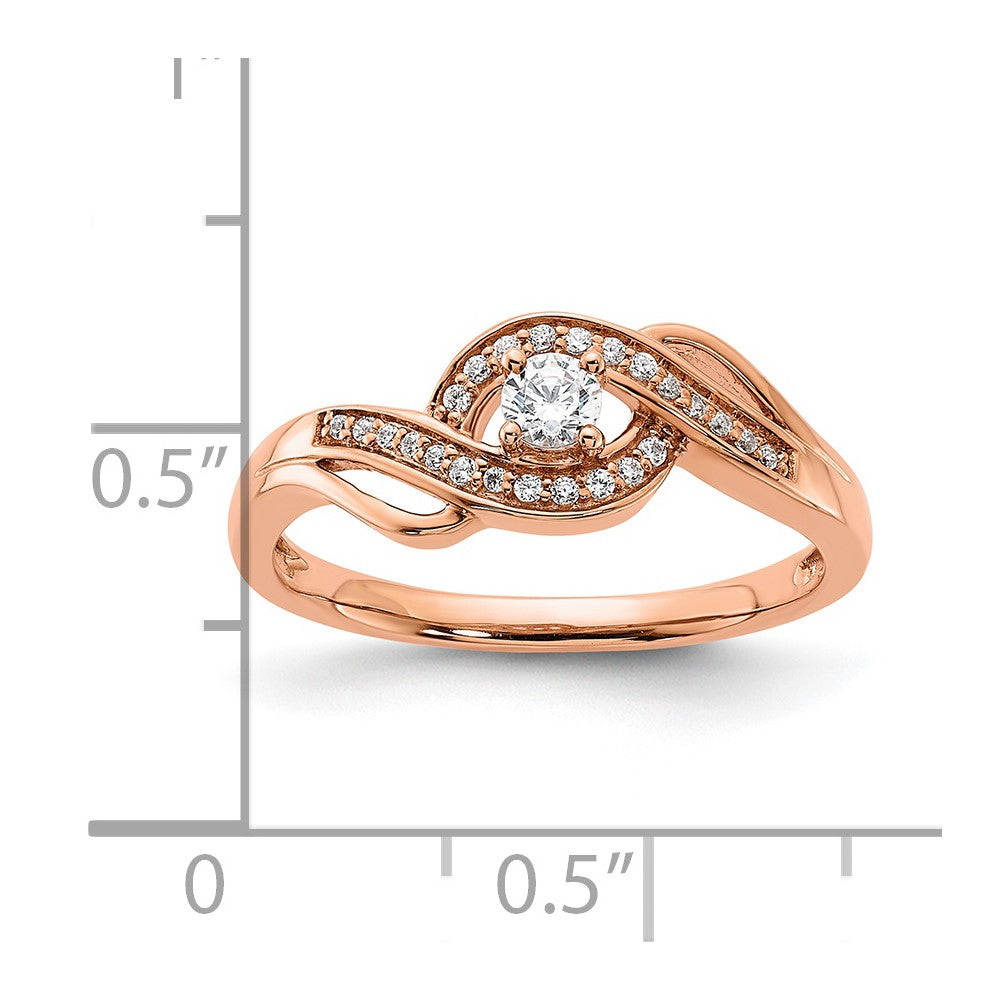 14K Roségold 0,2 ct. Labor gezüchteter Diamant VS/SI+ G+ zierlicher Verlobungsring
