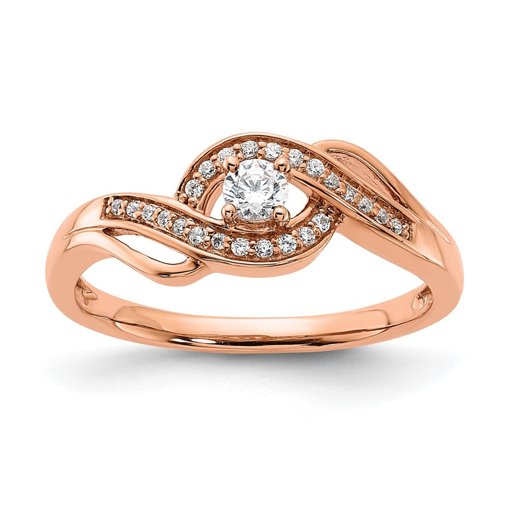 14K Roségold 0,2 ct. Labor gezüchteter Diamant VS/SI+ G+ zierlicher Verlobungsring