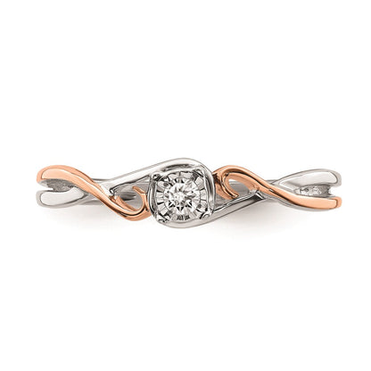 14K Weiß- und Roségold Ring mit echten Diamanten "Promise"